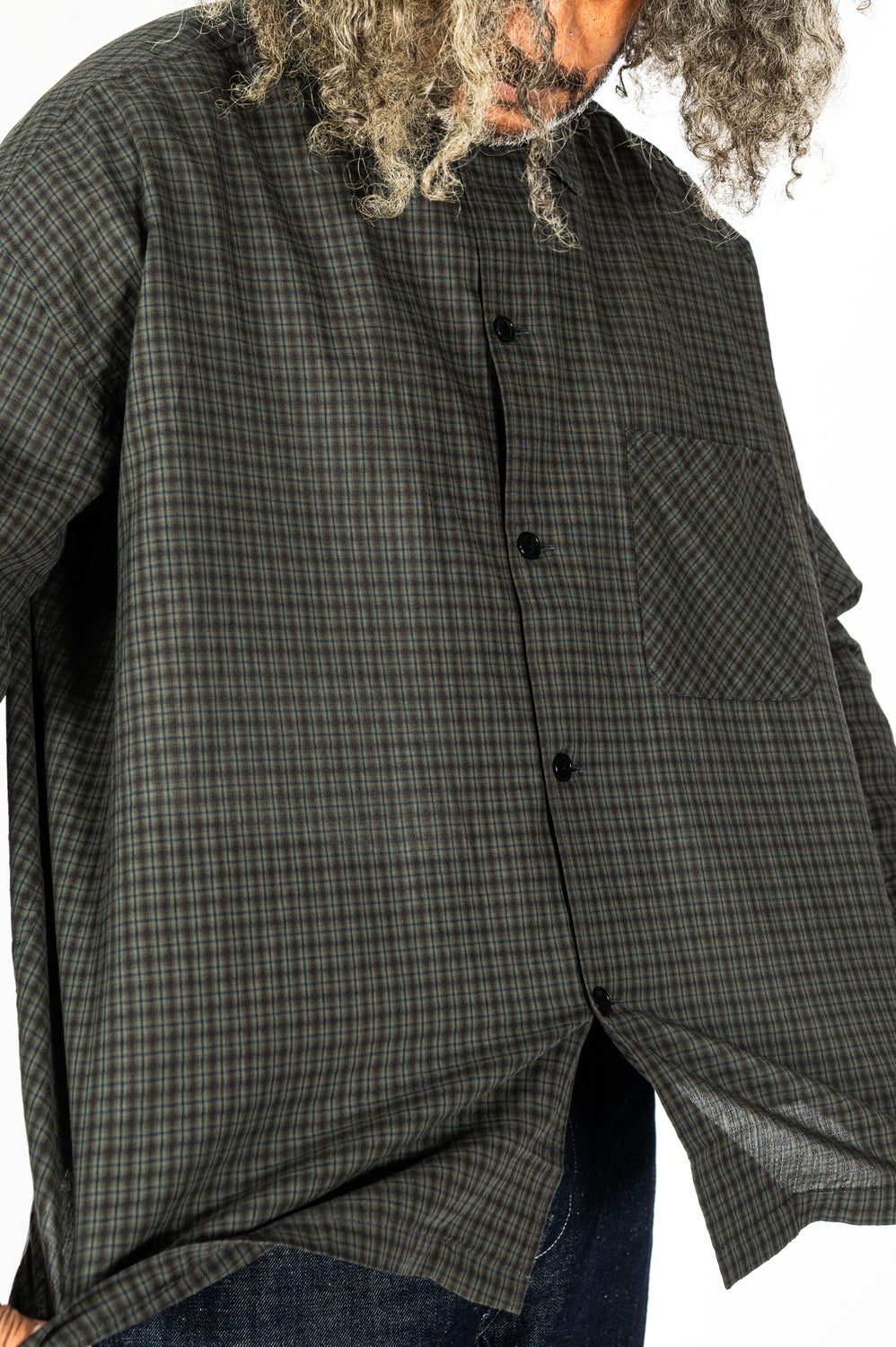 Dobby Check Oversized Shirt Charcoal, Unisex