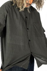 Dobby Check Oversized Shirt Charcoal, Unisex