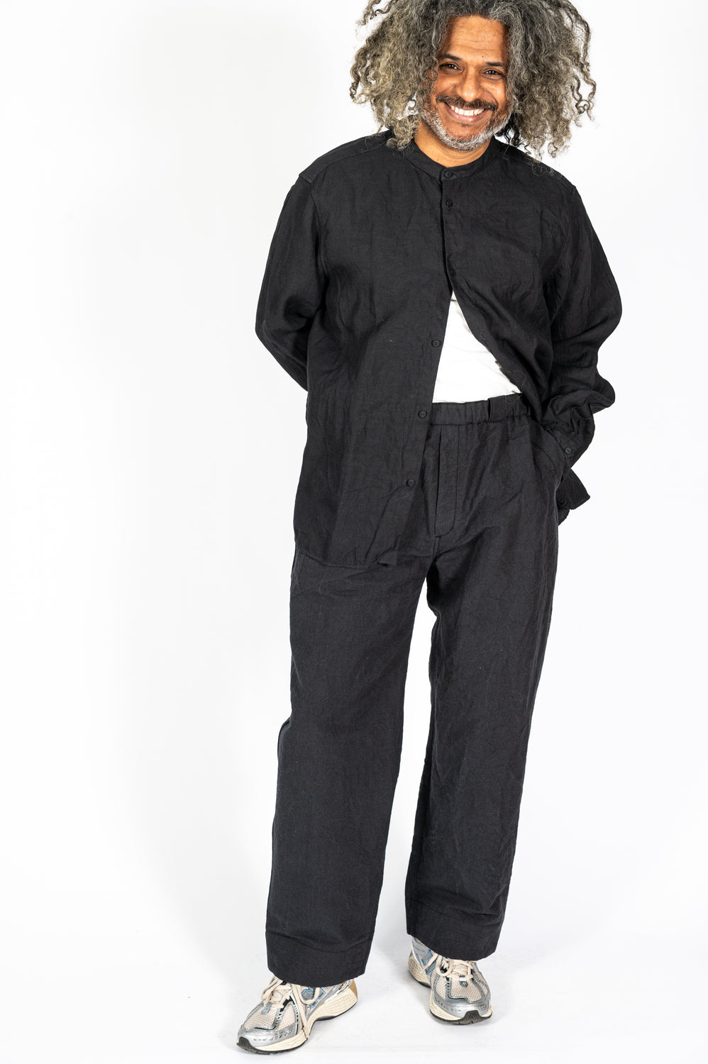 Unisex Linen and Cotton Pants, Charcoal Gray