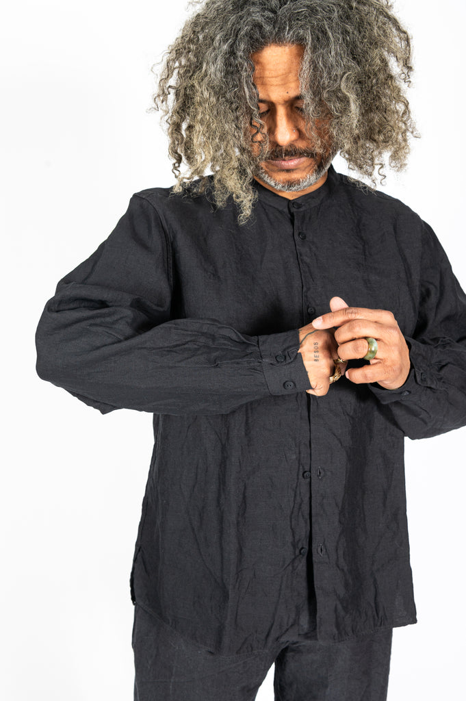 Washi and Hemp L/S Shirt, Charcoal Gray