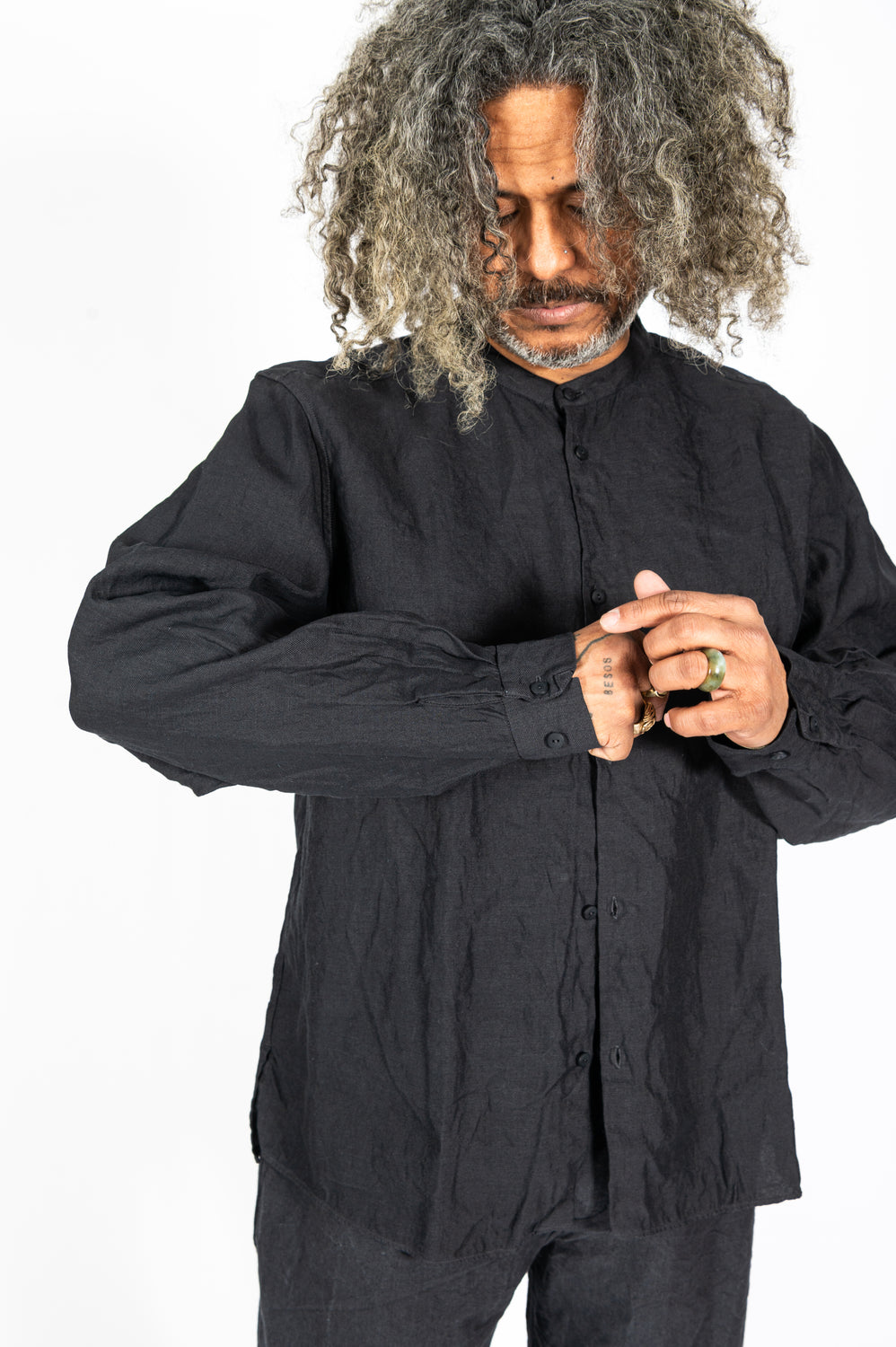 Washi and Hemp L/S Shirt, Charcoal Gray