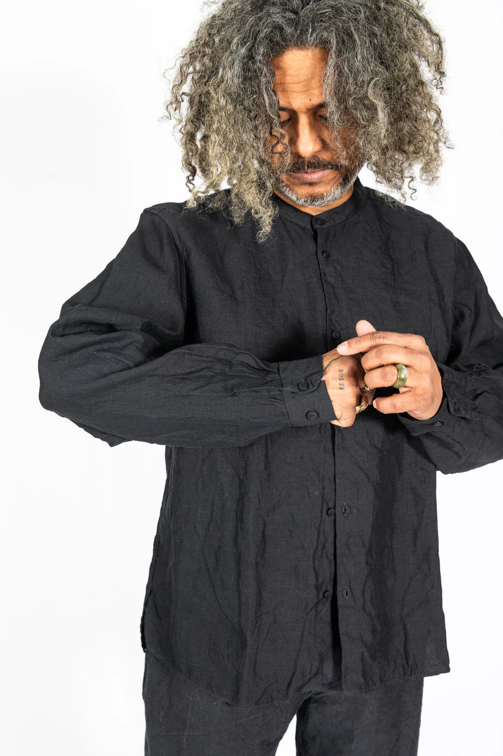 Washi and Hemp L/S Shirt, Natural Indigo and Walnut