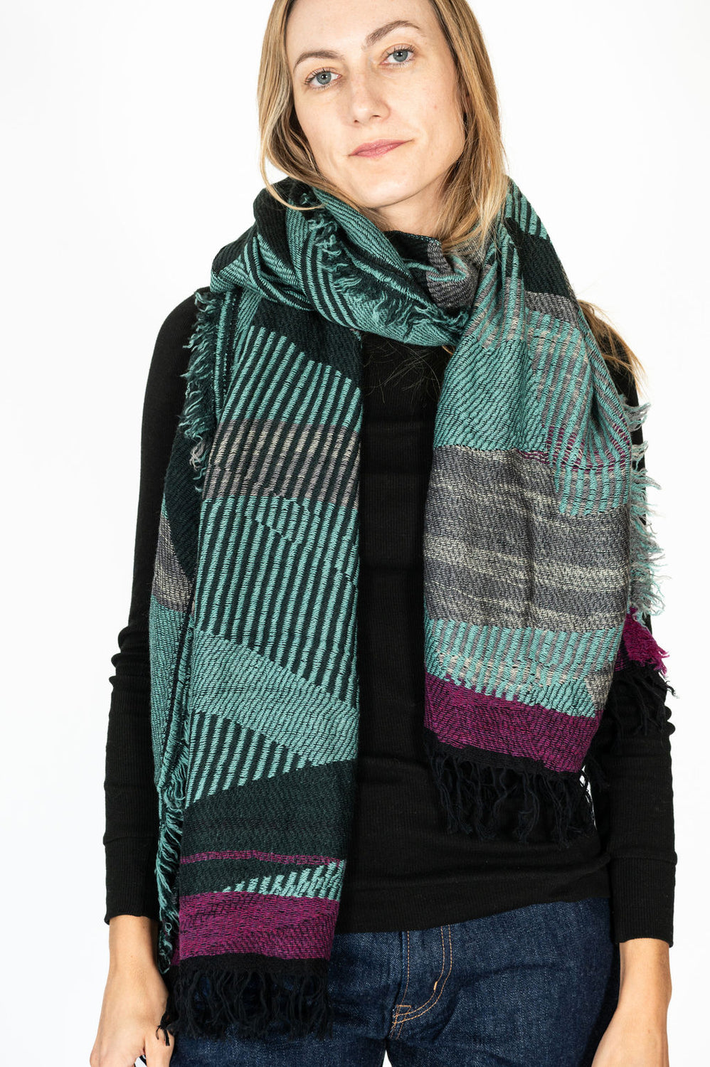 Jacquard Shawl MIDDLE 18 Wool/Cotton Mix