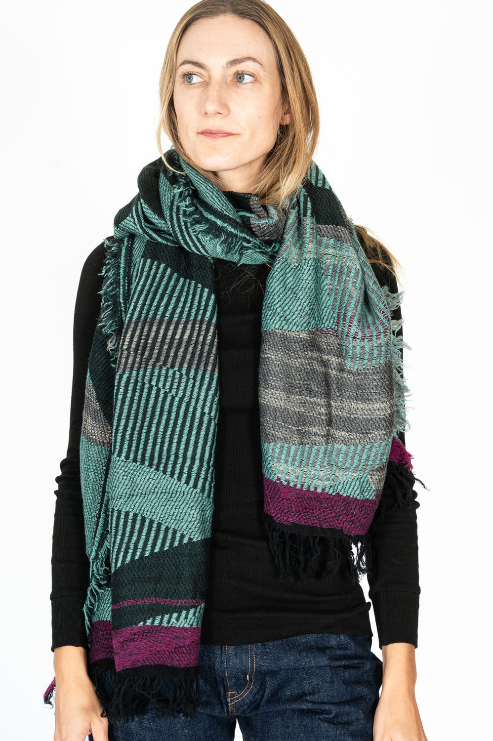 Jacquard Shawl MIDDLE 18 Wool/Cotton Mix