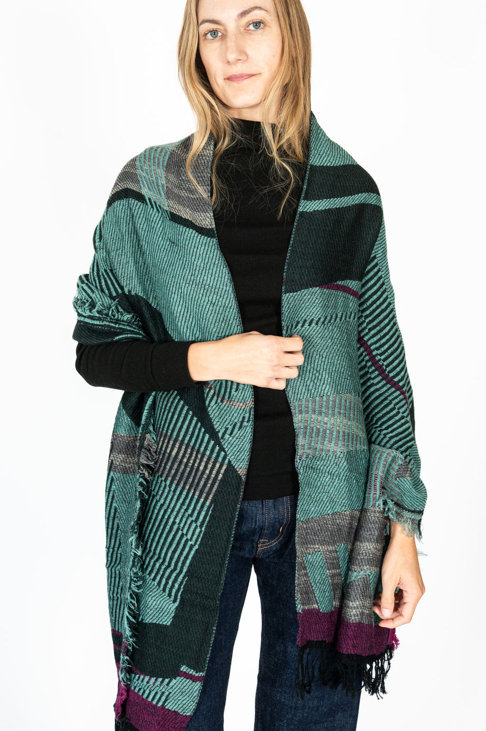 Jacquard Shawl MIDDLE 18 Wool/Cotton Mix