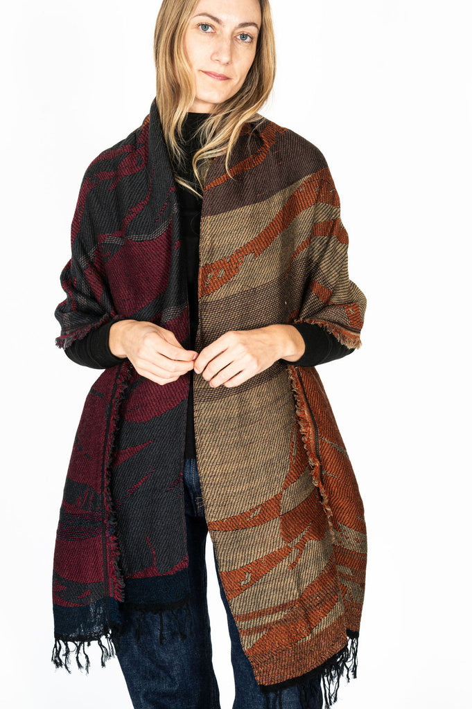 Jacquard Shawl MIDDLE 17 Wool/Cotton Mix