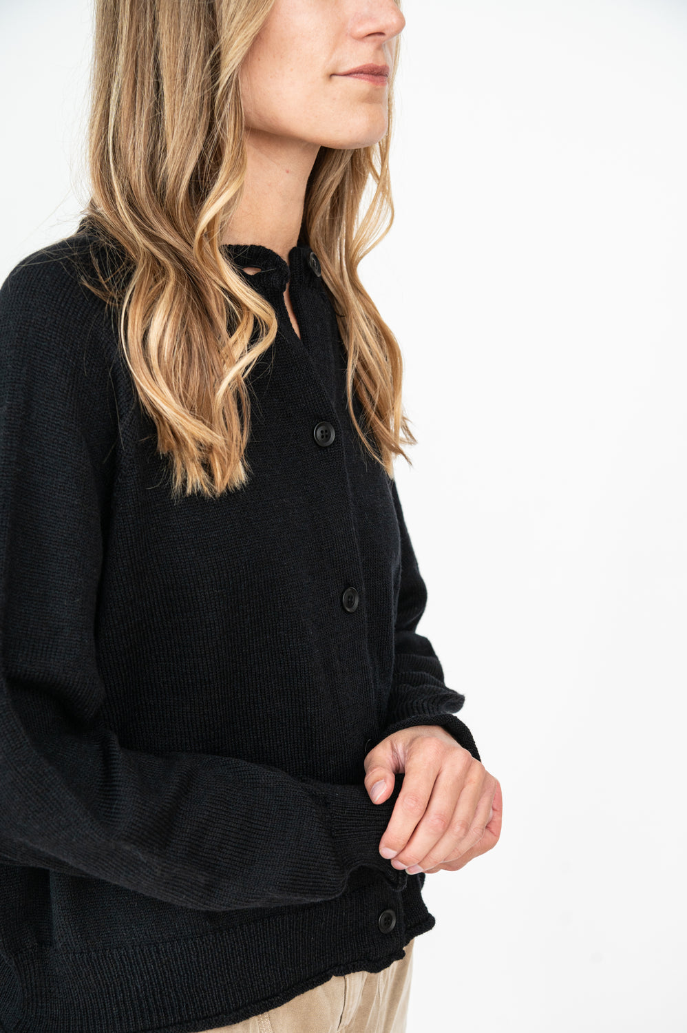 Wool Whole Garment 2 Way Cardigan Black