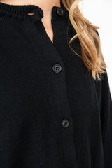 Wool Whole Garment 2 Way Cardigan Black