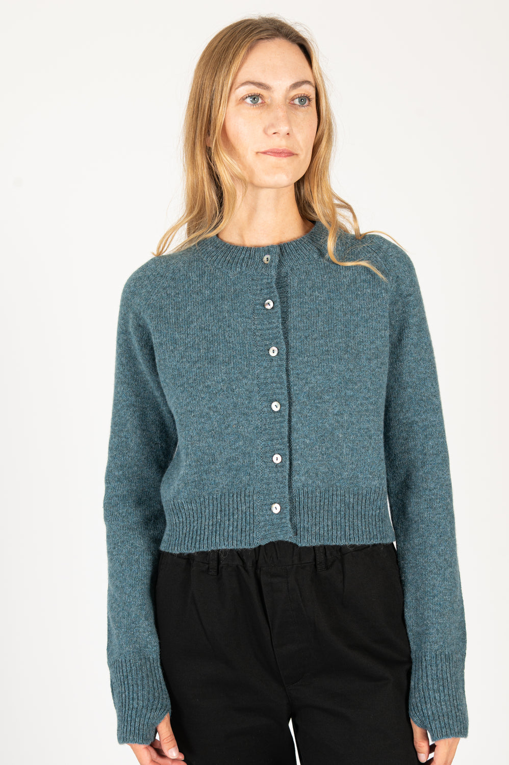 Raglan Cardigan Turquoise