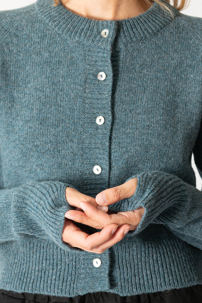 Raglan Cardigan Turquoise