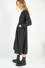 Jersey x Double Gauze BUTTER Dress Black