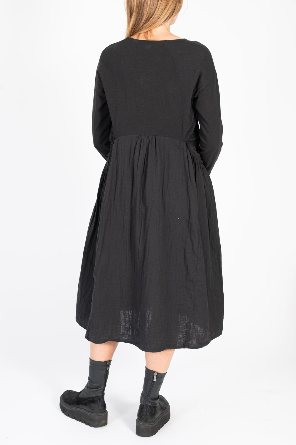 Jersey x Double Gauze BUTTER Dress Black