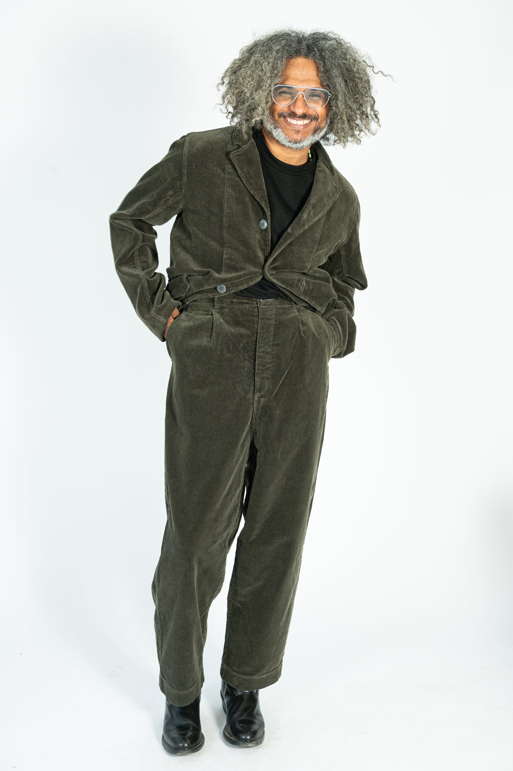 7W Corduroy High Waisted NIME Pants Gray