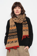 Fulling Wool Scarf COPTIC SKULL Beige