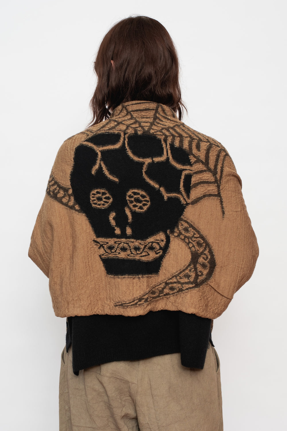 Fulling Wool Scarf COPTIC SKULL Beige