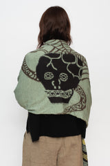 Fulling Wool Scarf COPTIC SKULL Green