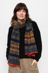 Fulling Wool Scarf COPTIC SKULL Navy