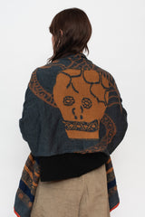 Fulling Wool Scarf COPTIC SKULL Navy