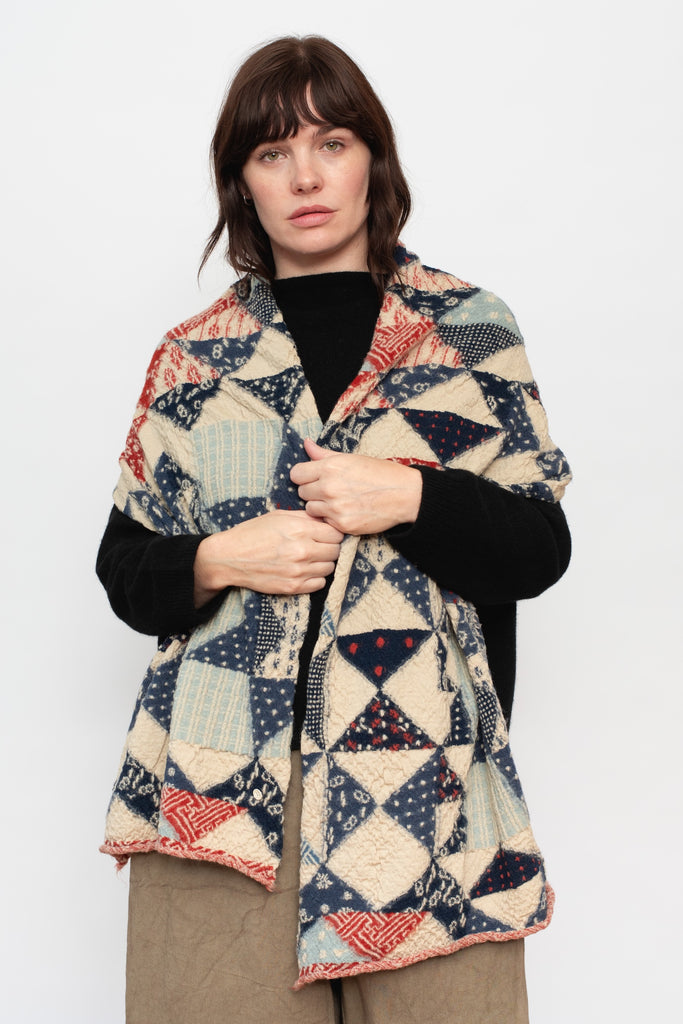 Fulling Wool HAPPY Scarf INDIGO RAG Ecru