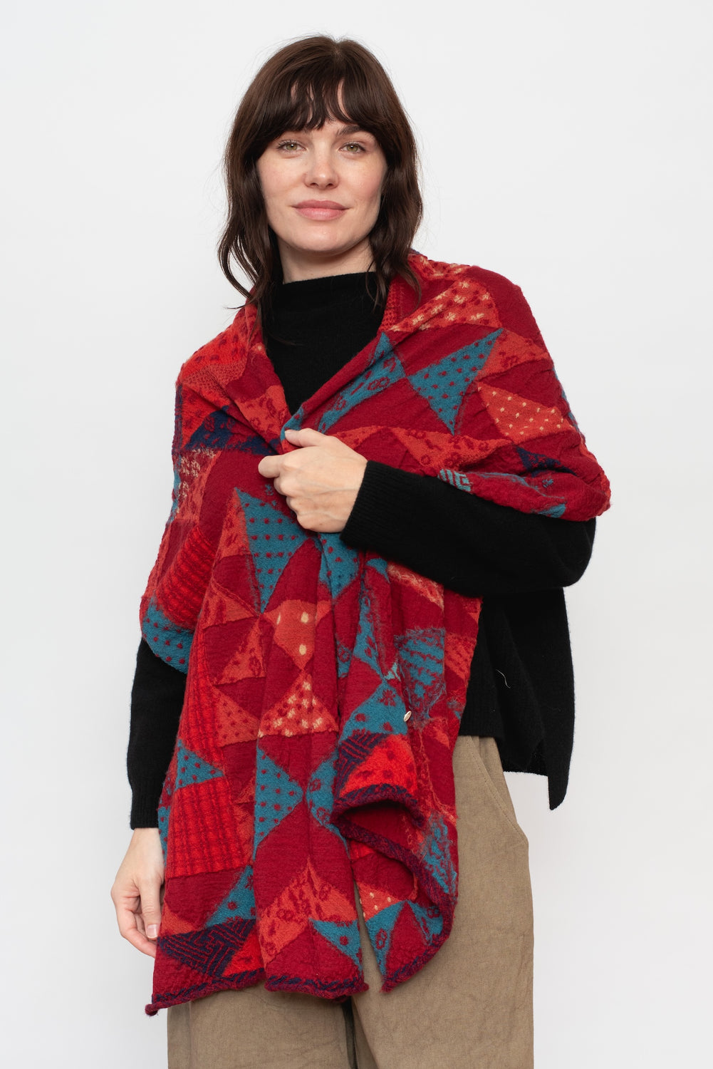 Fulling Wool HAPPY Scarf INDIGO RAG Red