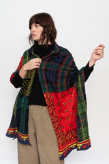 Fulling Wool Scarf TARTAN CHECK BANDANA PATCH