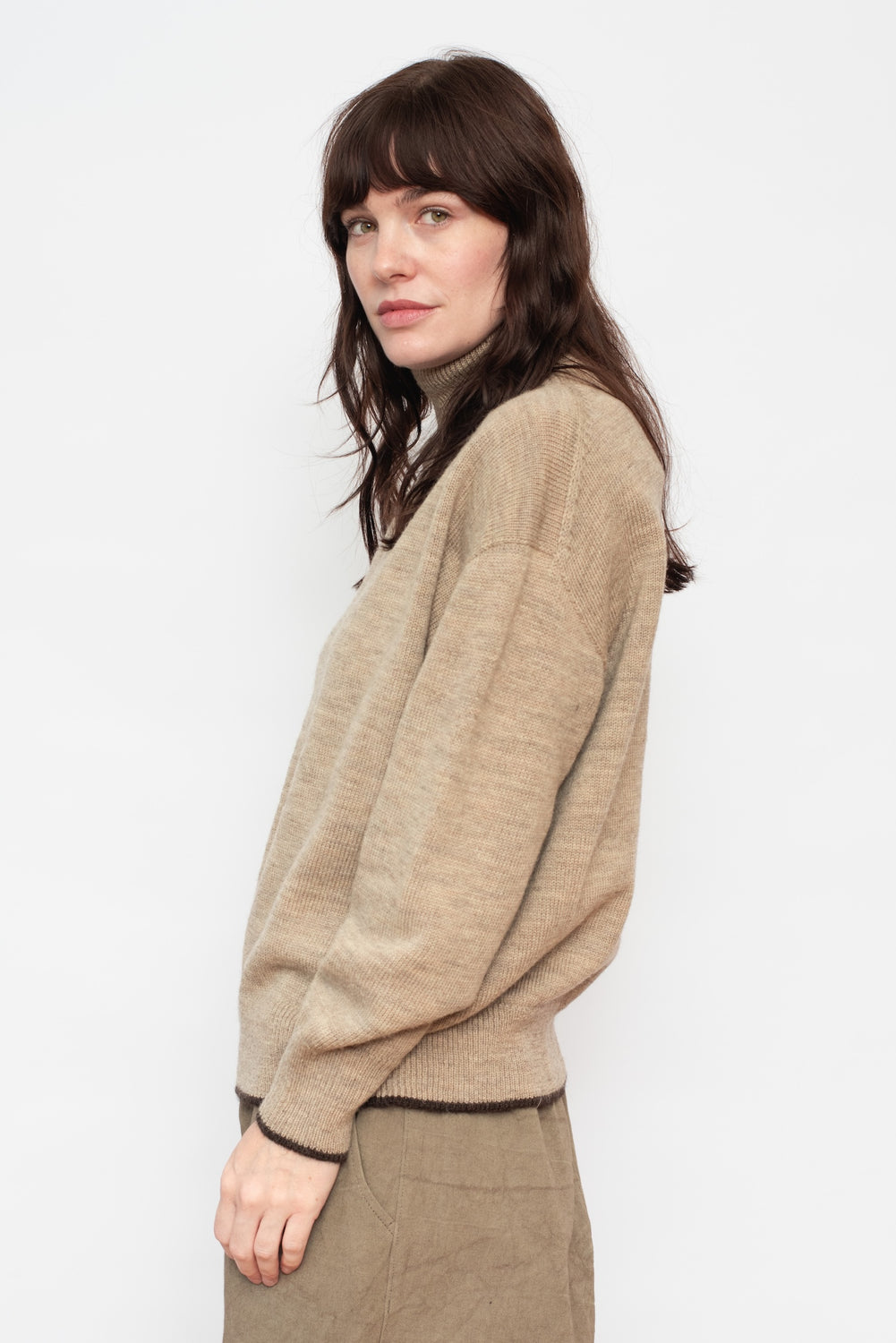 Wholegarment Knit Wool Turtleneck Sweater