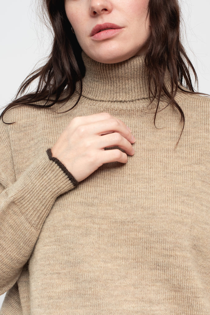 Wholegarment Knit Wool Turtleneck Sweater