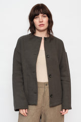 Cotton Tencel Brushed Fleece Jacket Dark Charcoal