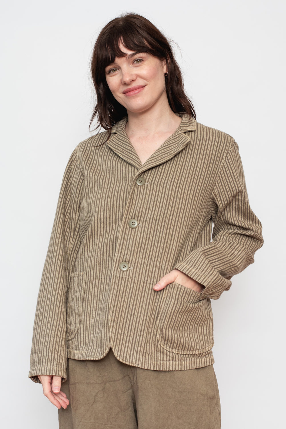 Twill Aging Wool Stripe HOSPITAL Jacket Gray