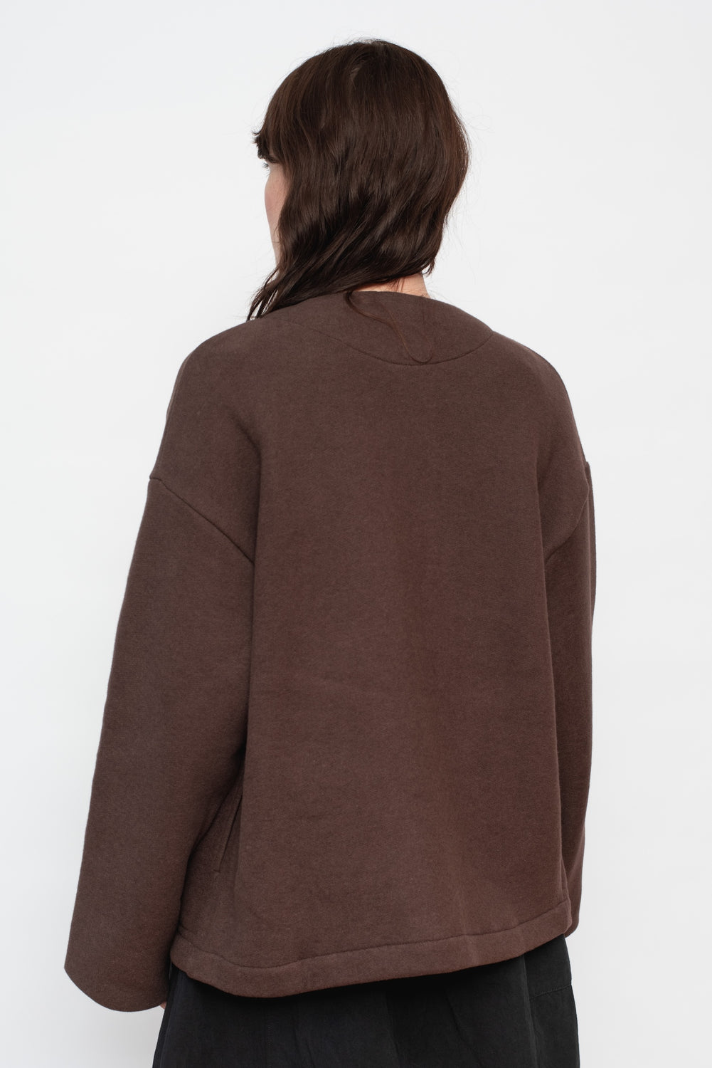 Cotton Tencel Brushed Fleece Jacket Brown
