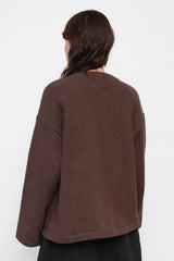 Cotton Tencel Brushed Fleece Jacket Brown