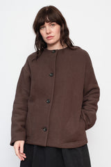 Cotton Tencel Brushed Fleece Jacket Brown