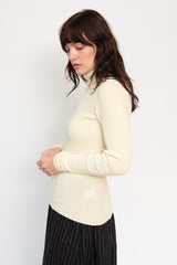 Wholegarment Rib Knit Cotton Turtleneck Ivory