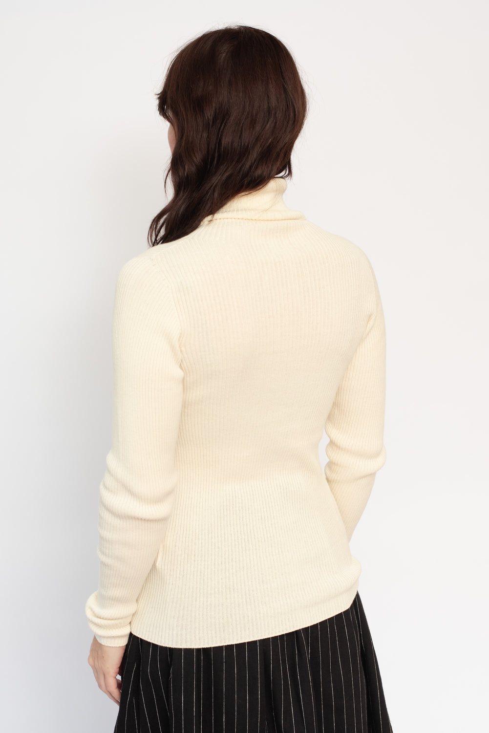 Wholegarment Rib Knit Cotton Turtleneck Ivory