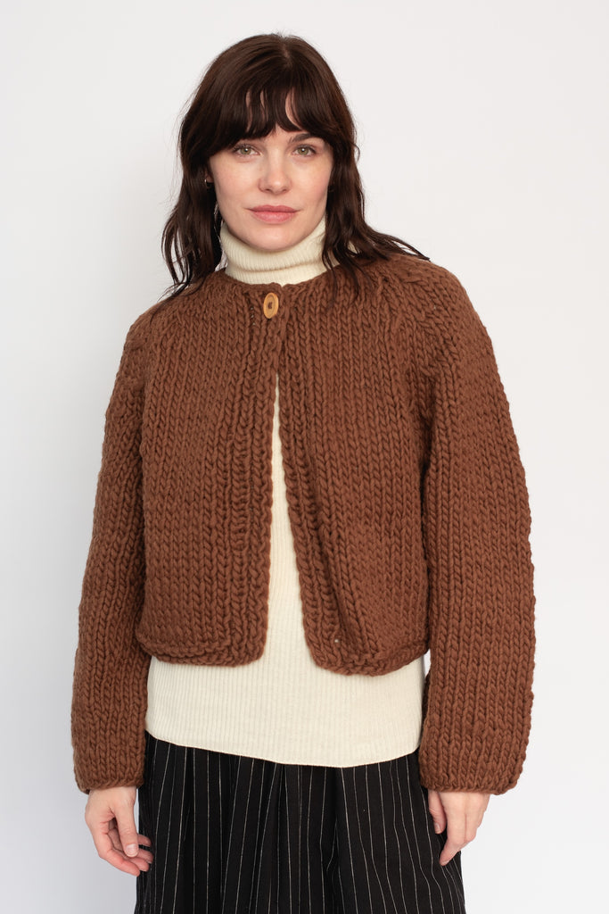 Peru Hand Knit Wool One Button Cardigan