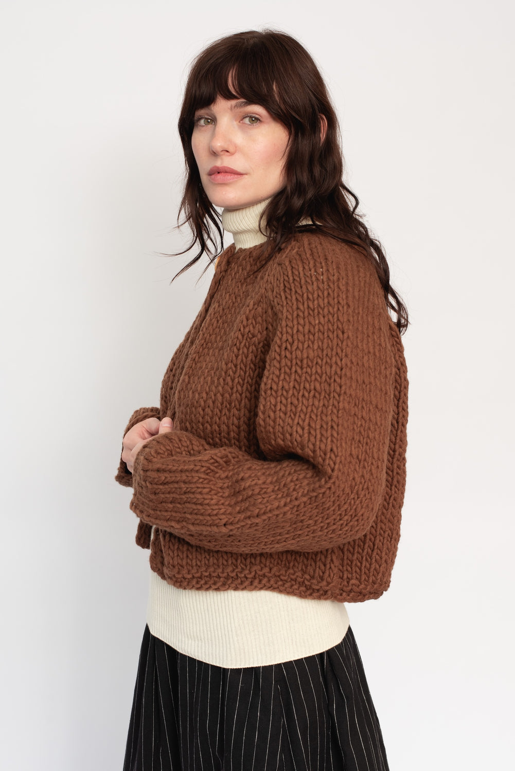 Peru Hand Knit Wool One Button Cardigan