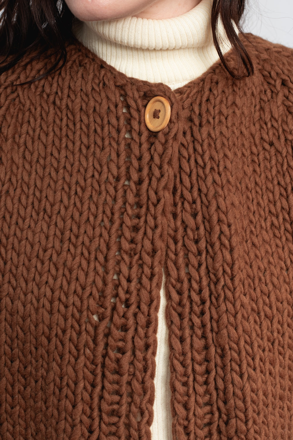 Peru Hand Knit Wool One Button Cardigan