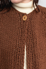 Peru Hand Knit Wool One Button Cardigan