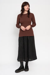 Wholegarment Rib Knit Cotton Pullover