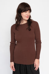 Wholegarment Rib Knit Cotton Pullover