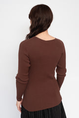 Wholegarment Rib Knit Cotton Pullover