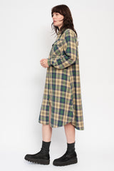 Columbia Check Drizzler Work Shirt Dress Green