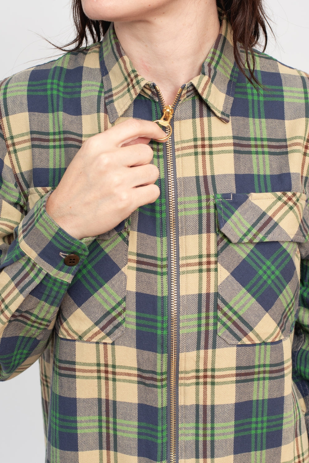 Columbia Check Drizzler Work Shirt Dress Green
