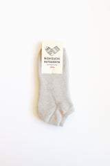 Linen and Cotton Pile Ankle Socks, Light Grey