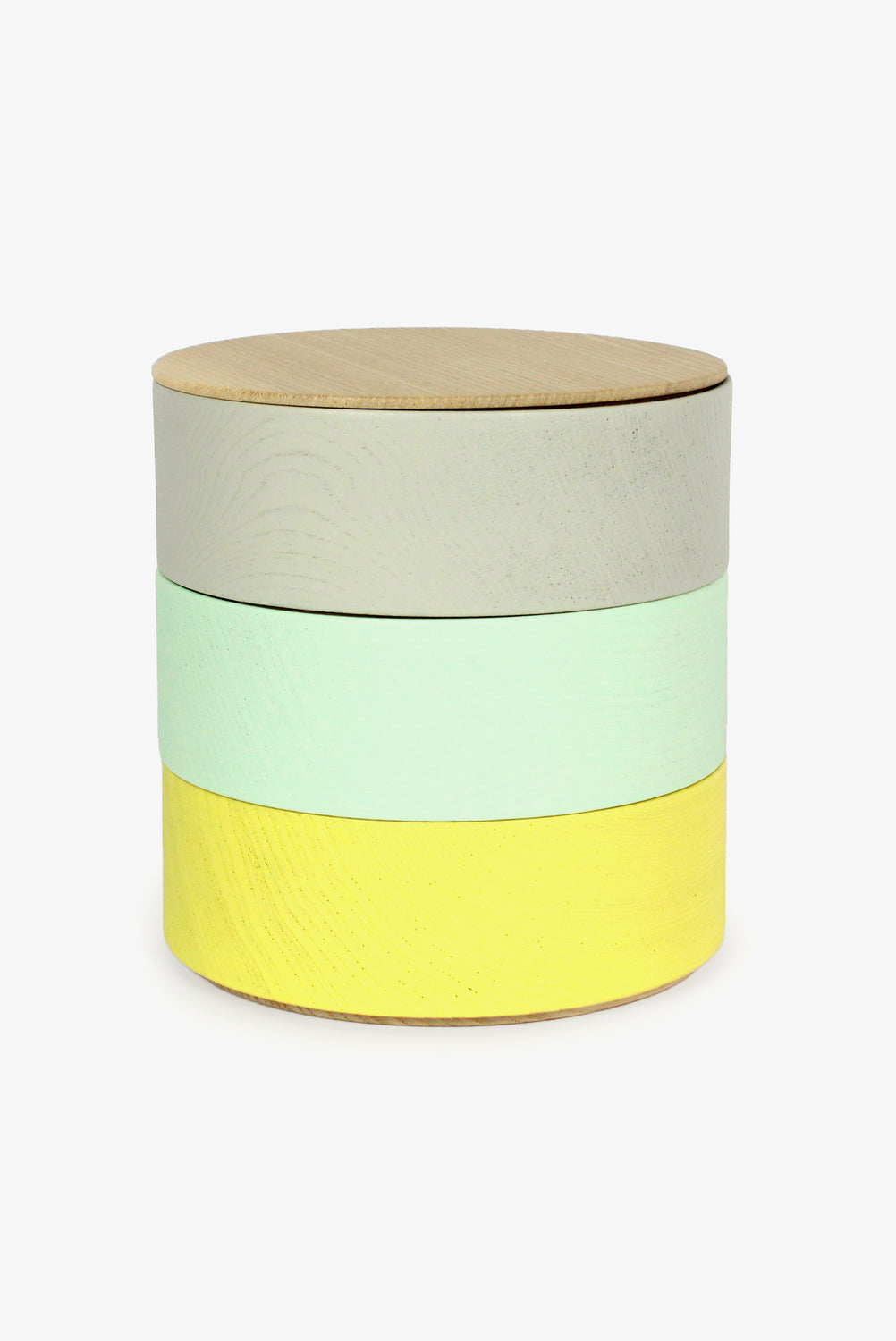 Border 3-Tier Container C, Grey, Mint and Yellow