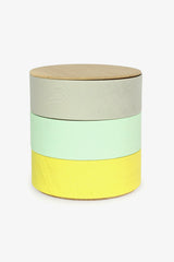 Border 3-Tier Container C, Grey, Mint and Yellow