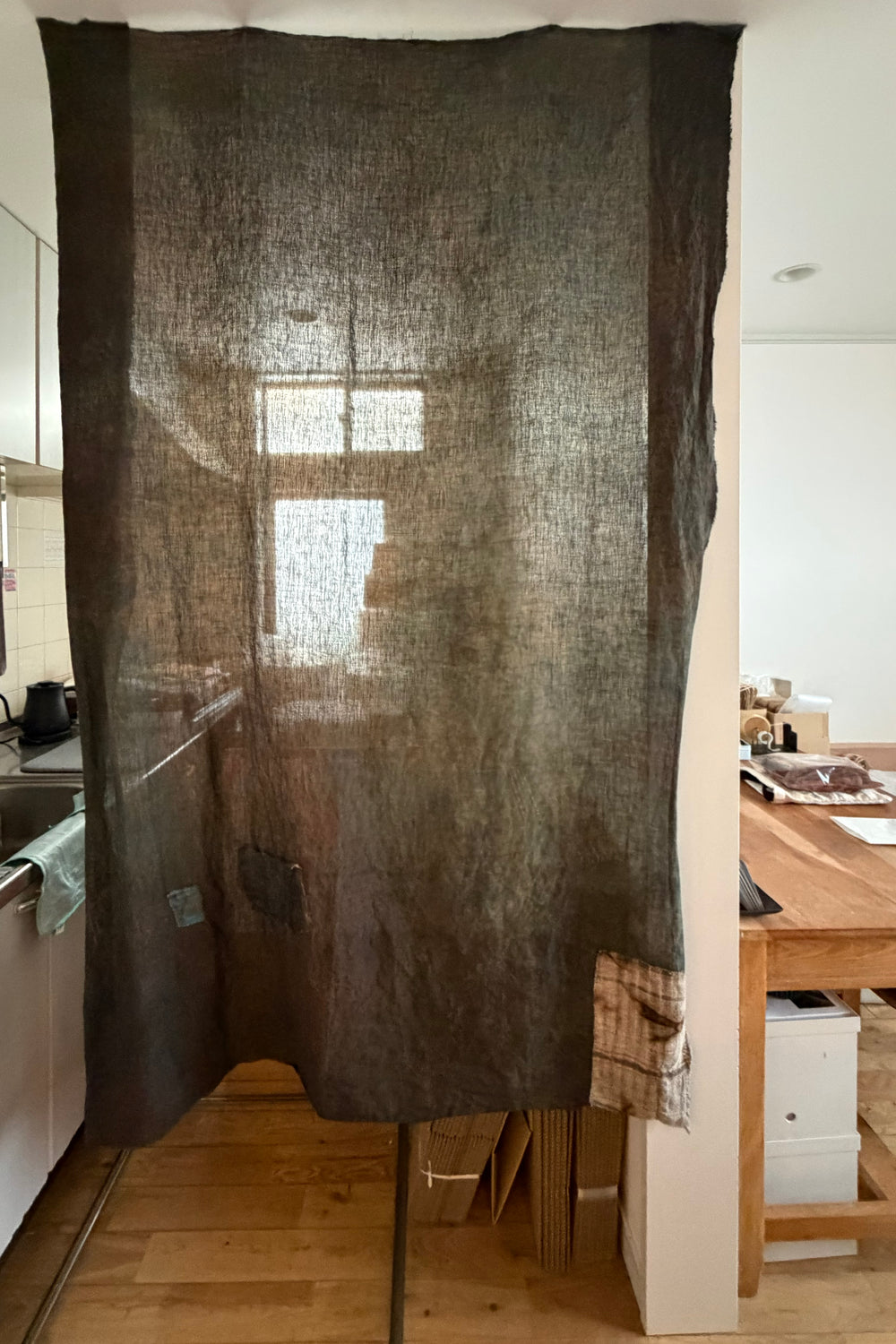 Naturally Dyed Linen Gauze Hanging 04