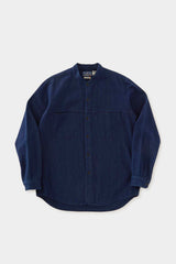 Kasezome Sashiko Band Collar Long Sleeve Shirt