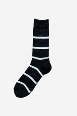 Mohair Wool Border Socks Charcoal
