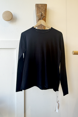 Cotton/Cashmere Knit Crew Long Sleeve T-Shirt Black